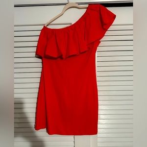 Off the shoulder coral dress